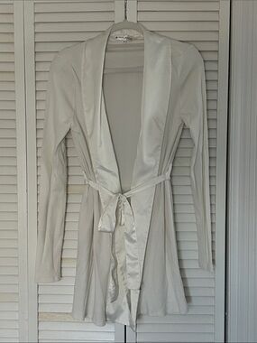 The Royal Standard Satin-Trim White Robe with Self Tie Belt
